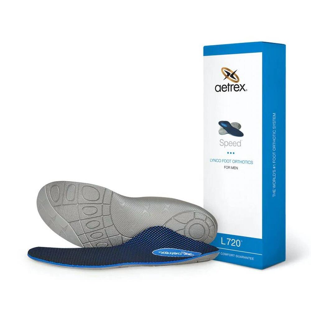 NEW AETREX men's speed posted orthotics insole in navy/grey